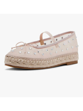 Mesh Mary Jane Espadrilles Rhinestones Size 5, Blush/Nude, Madden Girl